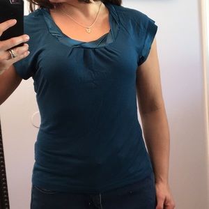 The Limited dark teal top with embellished collar